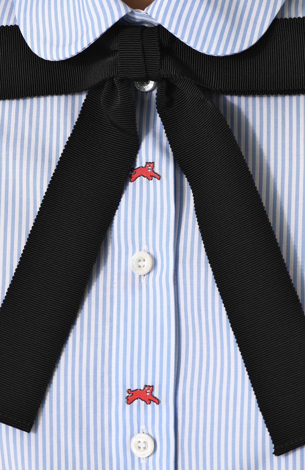 Хлопковая блуза прямого кроя с бантом GUCCI синего цвета по цене 48600 руб., арт. 476099/Z382C, фото 5 Хлопковая блуза прямого кроя с бантом GUCCI, арт. 476099/Z382C, фото 5