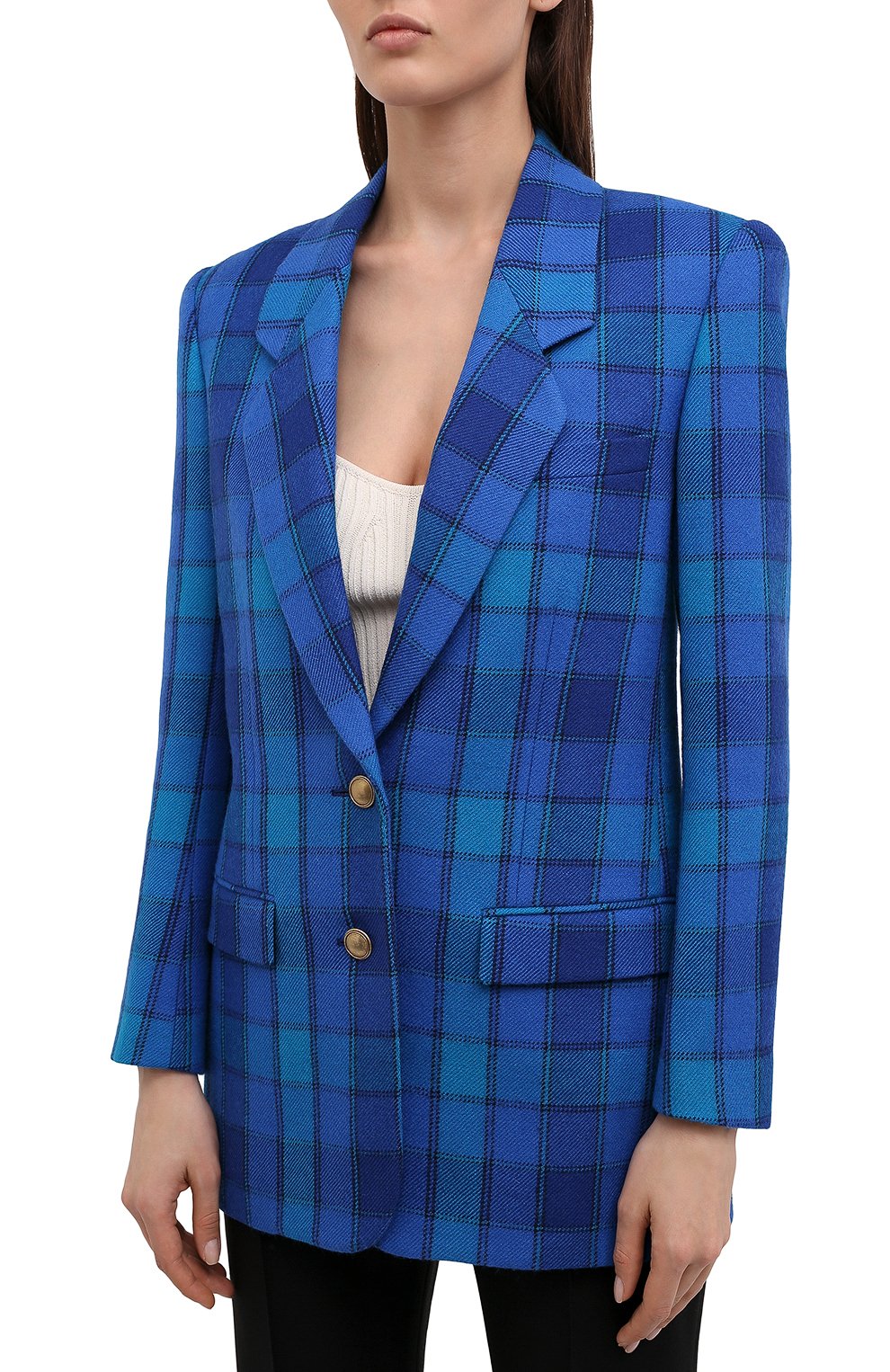 Шерстяной жакет SAINT LAURENT синего цвета по цене 299500 руб., арт. 634988/Y7B77, фото 3 Шерстяной жакет SAINT LAURENT, арт. 634988/Y7B77, фото 3