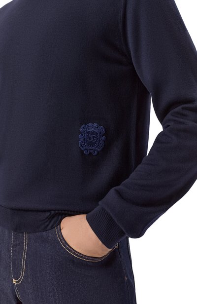 Шерстяной джемпер DOLCE & GABBANA темно-синего цвета по цене 125500 руб., арт. GXX24Z/JGMLS, фото 5 Шерстяной джемпер DOLCE & GABBANA, арт. GXX24Z/JGMLS, фото 5