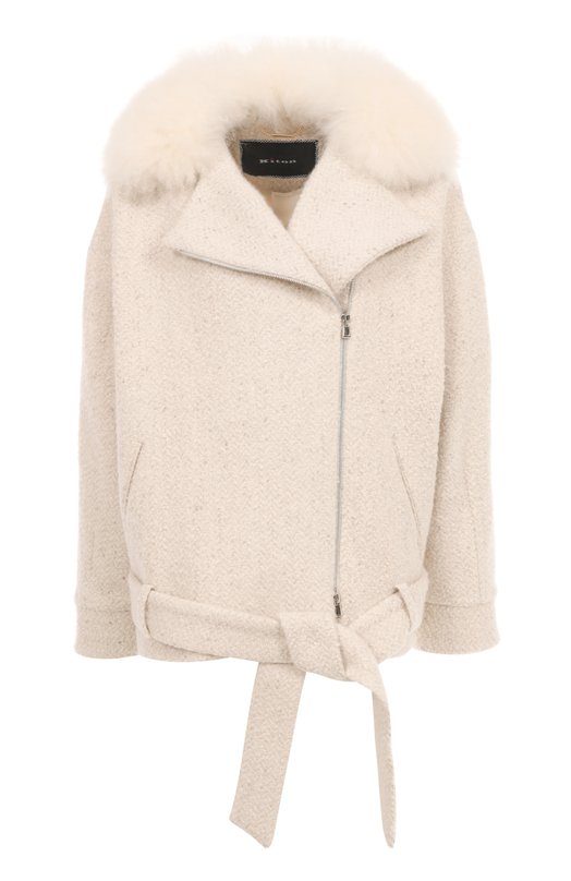 Куртка из шерсти и кашемира Kiton D60605K0529G02 Кремовый D60605K0529G02