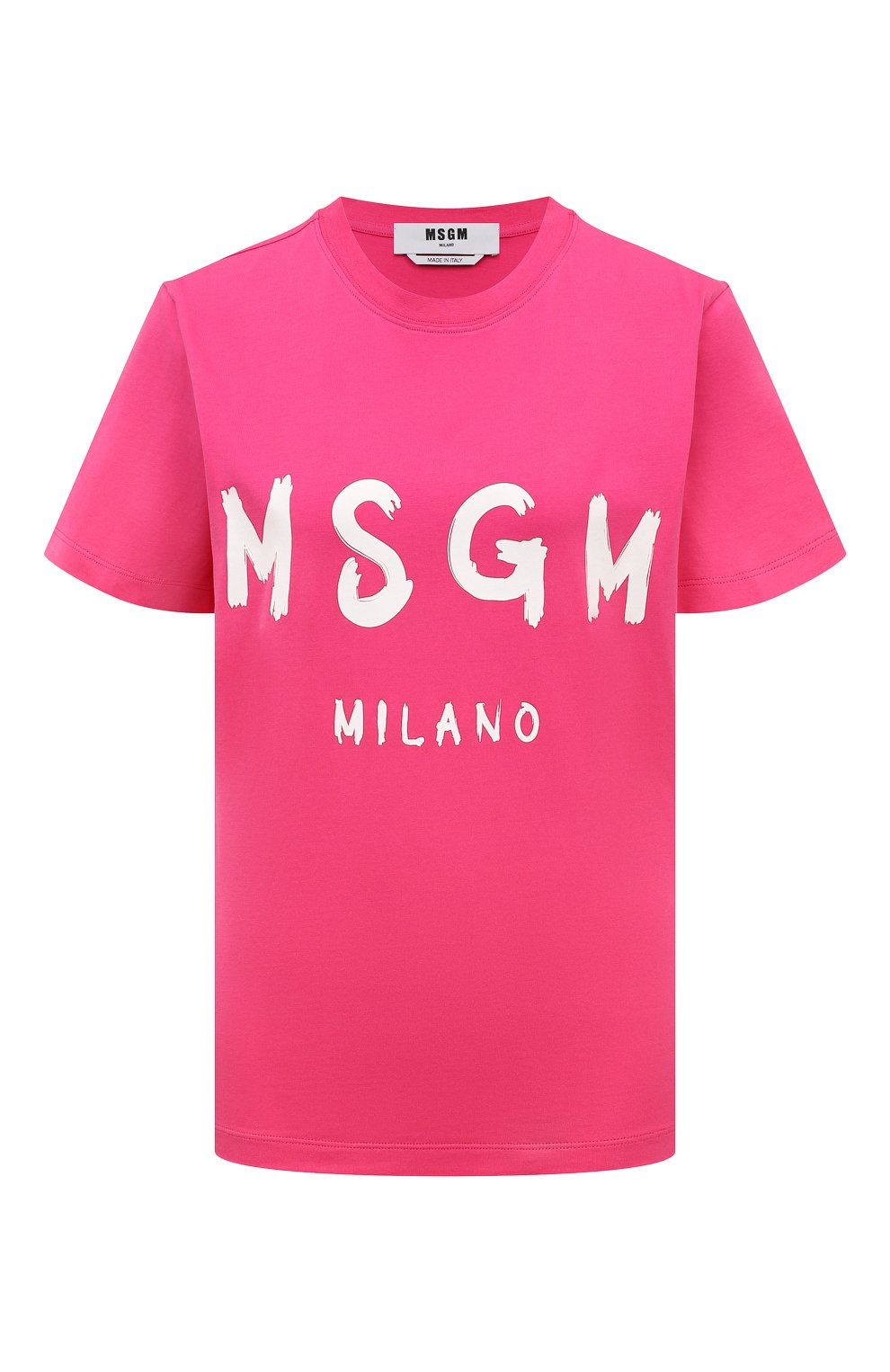 Хлопковая футболка MSGM фуксия цвета по цене 11650 руб., арт. 3641MDM510/247002, фото 1 Хлопковая футболка MSGM, арт. 3641MDM510/247002, фото 1