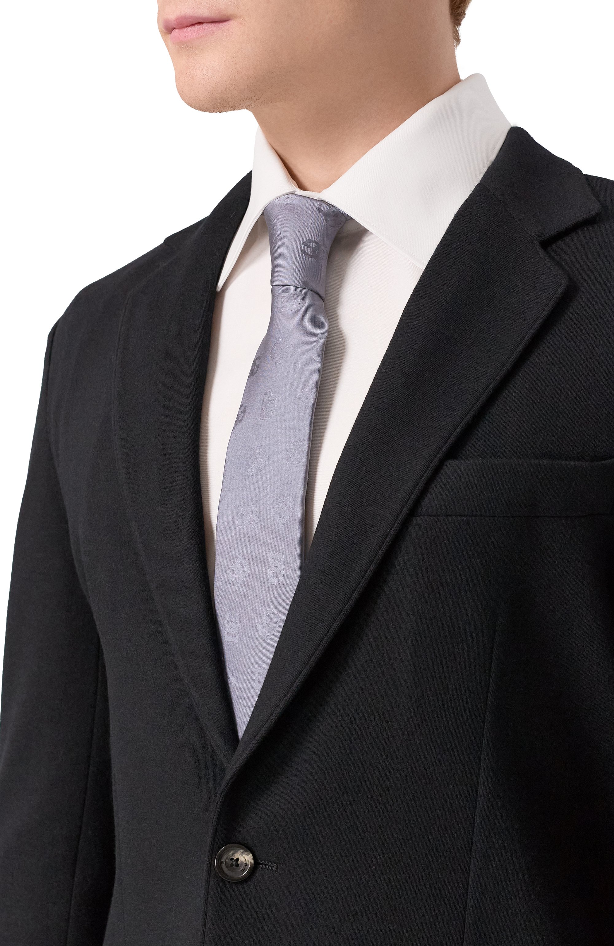 Шелковый галстук DOLCE & GABBANA серого цвета по цене 35800 руб., арт. GT149E/FJ1JY, фото 2 Шелковый галстук DOLCE & GABBANA, арт. GT149E/FJ1JY, фото 2