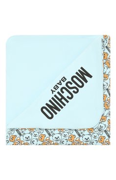 Детского хлопковое одеяло MOSCHINO голубого цвета, арт. M8B000/LDB46 | Фото 1 (Материал: Текстиль, Хлопок; Нос: Не проставлено; Региональные ограничения белый список (Axapta Mercury): Не проставлено)