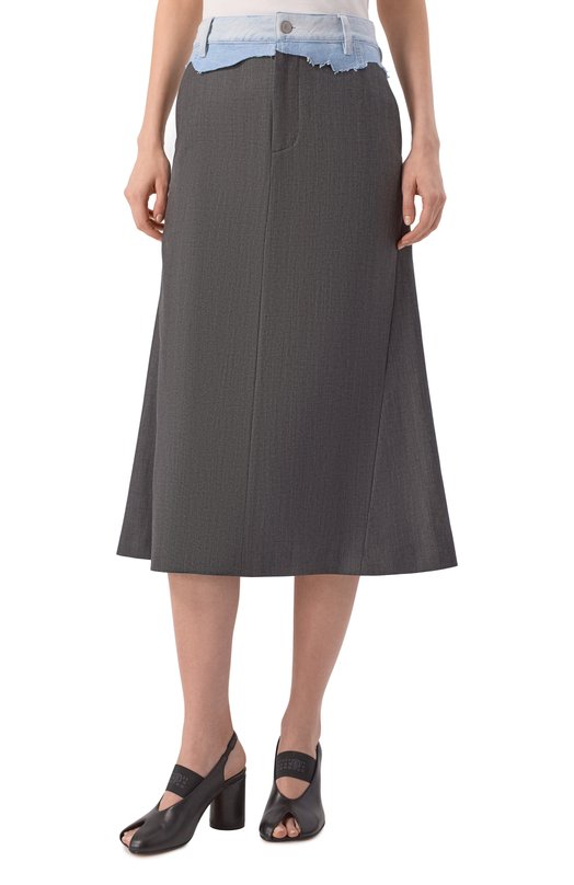 Юбка из шерсти и хлопка MM6 S52MI0027/MTN132 Серый  S52MI0027/MTN132 Фото 3