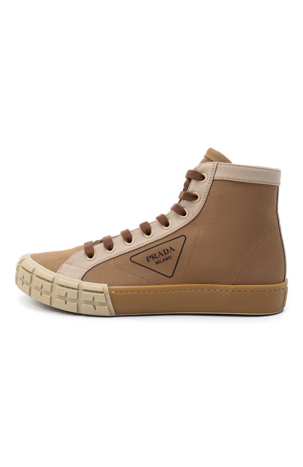 Текстильные кеды PRADA бежевого цвета по цене 86000 руб., арт. 2TG158-89C-F0ZYR, фото 3 Текстильные кеды PRADA, арт. 2TG158-89C-F0ZYR, фото 3