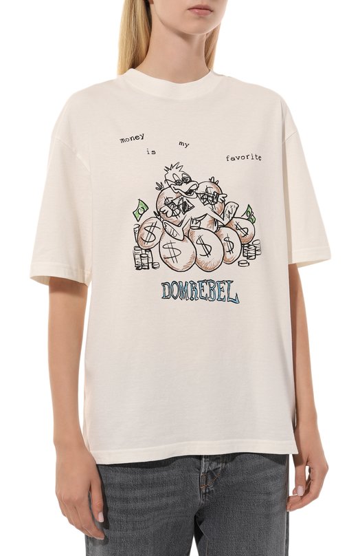 Хлопковая футболка DOMREBEL FAV0RITE/T-SHIRT Кремовый  FAV0RITE/T-SHIRT Фото 3