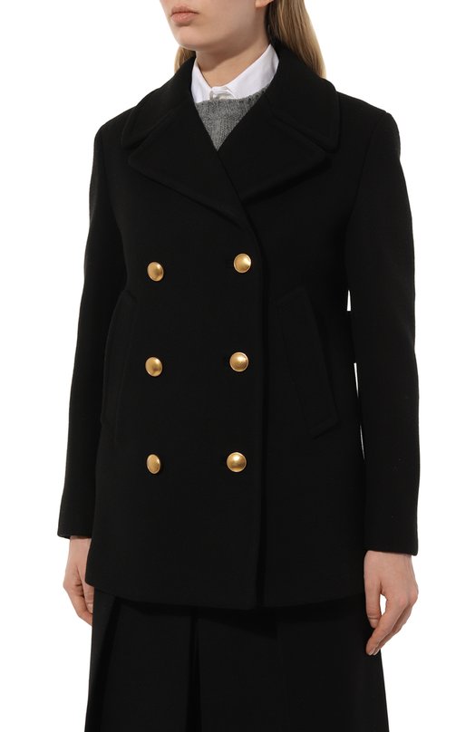 Шерстяное полупальто Prada P693MG-1UNU-F0002-212 Чёрный  P693MG-1UNU-F0002-212 Фото 3