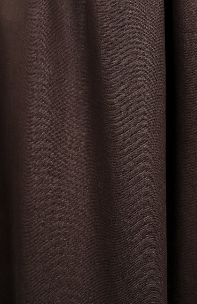 Женская льняная юбка BRUNELLO CUCINELLI коричневого цвета, арт. ML142G3767 | Фото 6 (Длина Ж (юбки, платья, шорты): Миди; �Материал внешний: Лен; Стили: Кэжуэл)