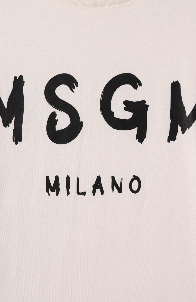 Детская хлопковая футболка MSGM KIDS кремового цвета, арт. S5MSJUTH063 | Фото 3 (Рукава: Короткие; Девочки Кросс-КТ: футболка-одежда; Материал внешний: Хлопок; Автоматизация состава: Проставлено; Автоматизация ТО: Проставлено; Ростовка одежда: 8 лет | 128 см, 10 - 11 лет | 140 - 146см, 12 лет | 152 см, 6 лет | 116 см, 16 лет | 164 см)