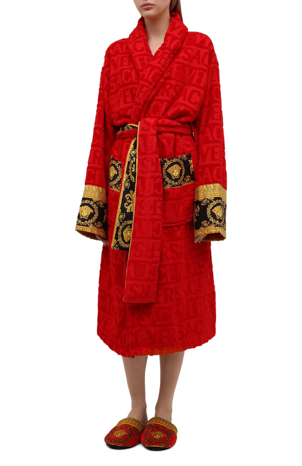 Хлопковый халат VERSACE красного цвета по цене 69850 руб., арт. ZACJ00008/ZC0SP052, фото 3 Хлопковый халат VERSACE, арт. ZACJ00008/ZC0SP052, фото 3