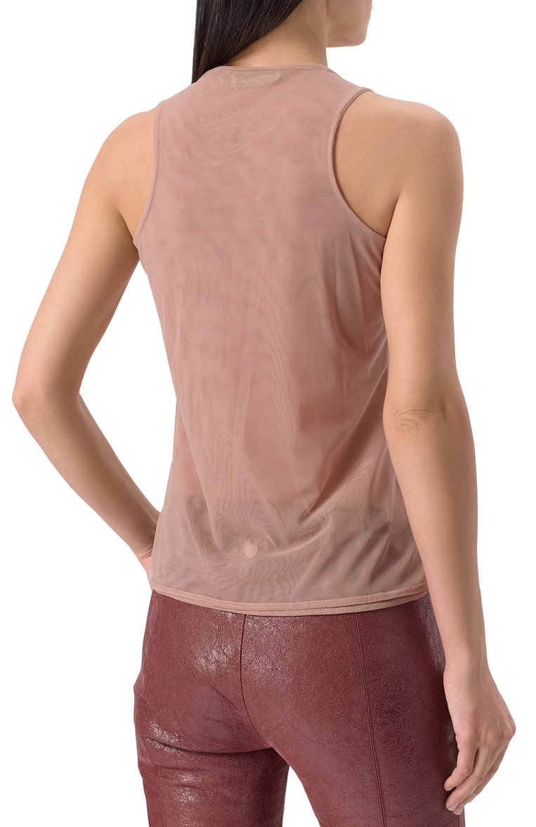 Женская майка с отделкой стразами BLUMARINE бежевого цвета, арт. P54 4T061A | Фото 4 (Материал внешний: Синтетический материал; Длина (для топов): Стандартные; Стили: Кэжуэл; Автоматизация состава: Проставлено; Автоматизация ТО: Проставлено; Рукава: Без рукавов)