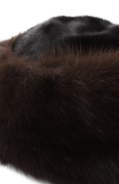 Шапка из меха норки и соболя VICTORIA KUSENKOVA темно-коричневого цвета по цене 363000 руб., арт. 062803504455, фото 3 Шапка из меха норки и соболя VICTORIA KUSENKOVA, арт. 062803504455, фото 3