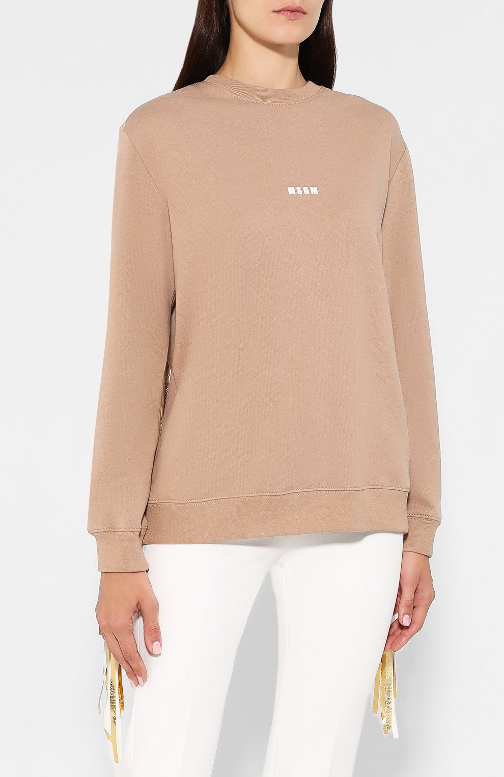 Хлопковый свитшот MSGM бежевого цвета по цене 25850 руб., арт. 2741MDM104 195799, фото 3 Хлопковый свитшот MSGM, арт. 2741MDM104 195799, фото 3