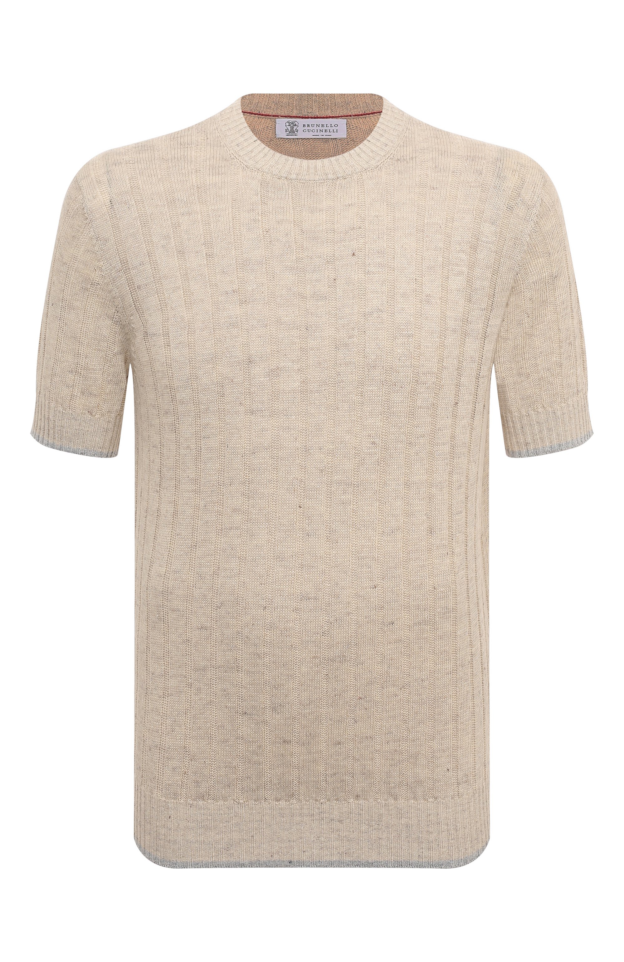 Джемпер изо льна и хлопка BRUNELLO CUCINELLI бежевого цвета по цене 116000 руб., арт. M2L70B2273, фото 1 Джемпер изо льна и хлопка BRUNELLO CUCINELLI, арт. M2L70B2273, фото 1