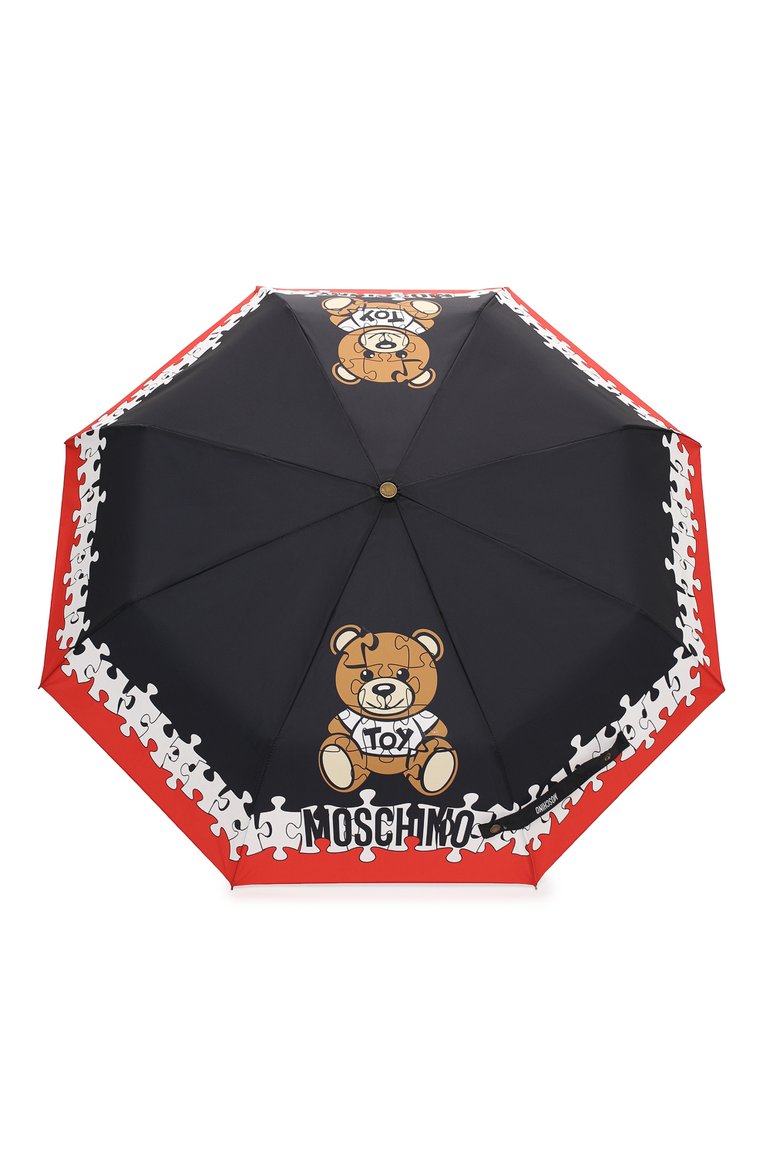 Женский складной зонт MOSCHINO черного цвета, арт. 8046-0PENCL0SE | Фото 1 (Материал: Текстиль, Металл, Синтетический материал; Материал сплава: Проставлено; Нос: Не проставлено)