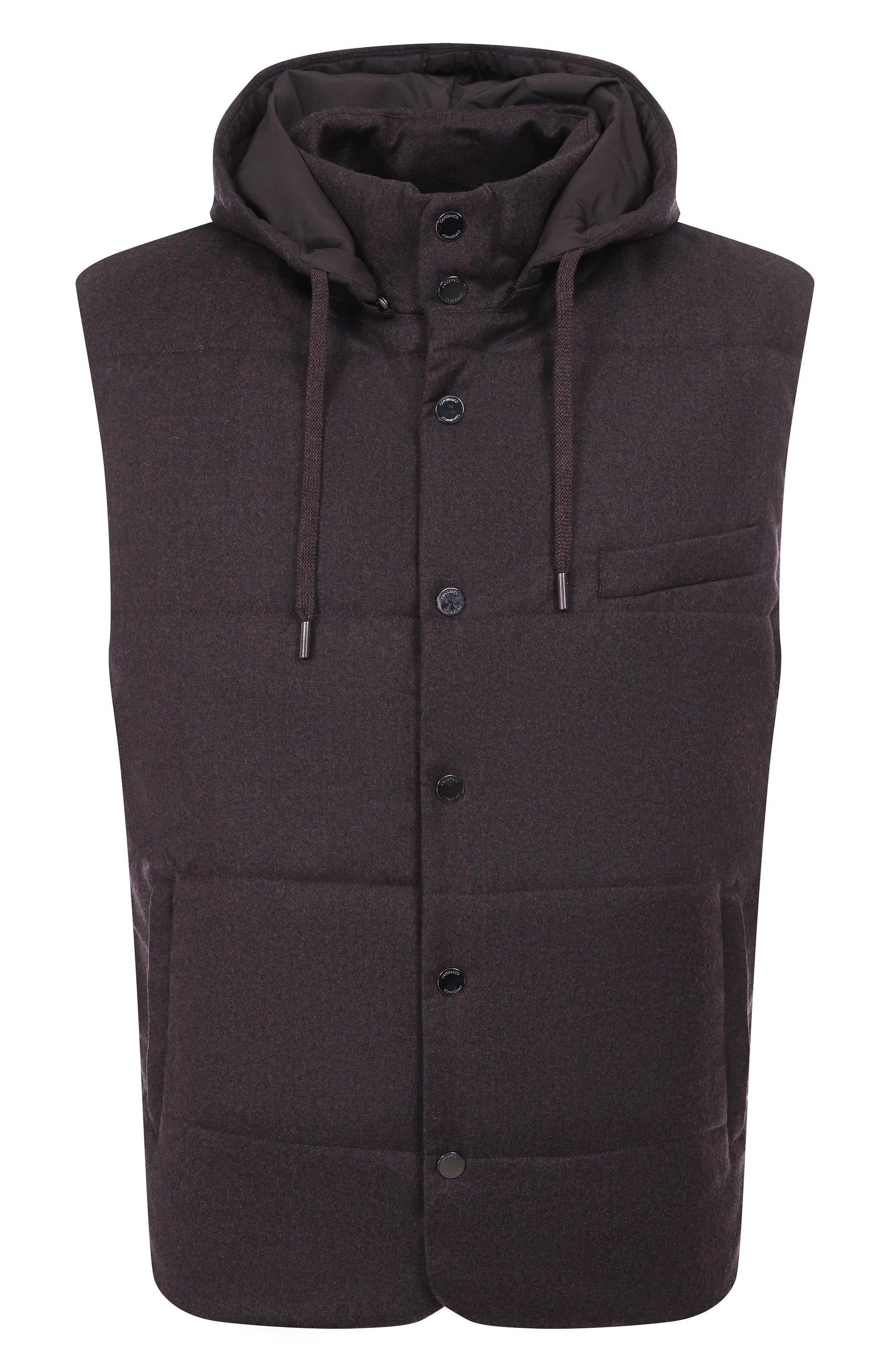 Утепленный жилет CAPOBIANCO темно-коричневого цвета по цене 114500 руб., арт. 19M140.FLNY./58, фото 1 Утепленный жилет CAPOBIANCO, арт. 19M140.FLNY./58, фото 1