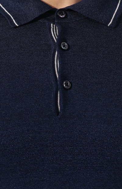 Поло изо льна и хлопка FIORONI темно-синего цвета по цене 43950 руб., арт. MK20701C1, фото 5 Поло изо льна и хлопка FIORONI, арт. MK20701C1, фото 5