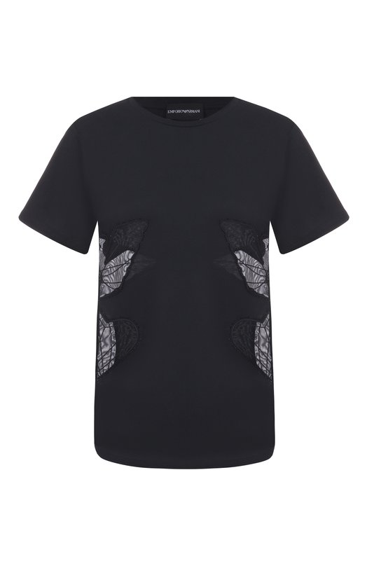 Хлопковая футболка Emporio Armani EW002246/AF13318 Чёрный EW002246/AF13318