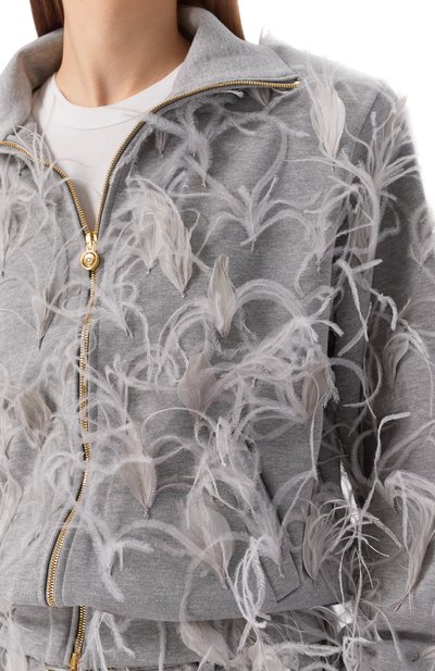 Хлопковая толстовка с отделкой перьями ROWEN ROSE, арт. RR_J442_V2, фото 5