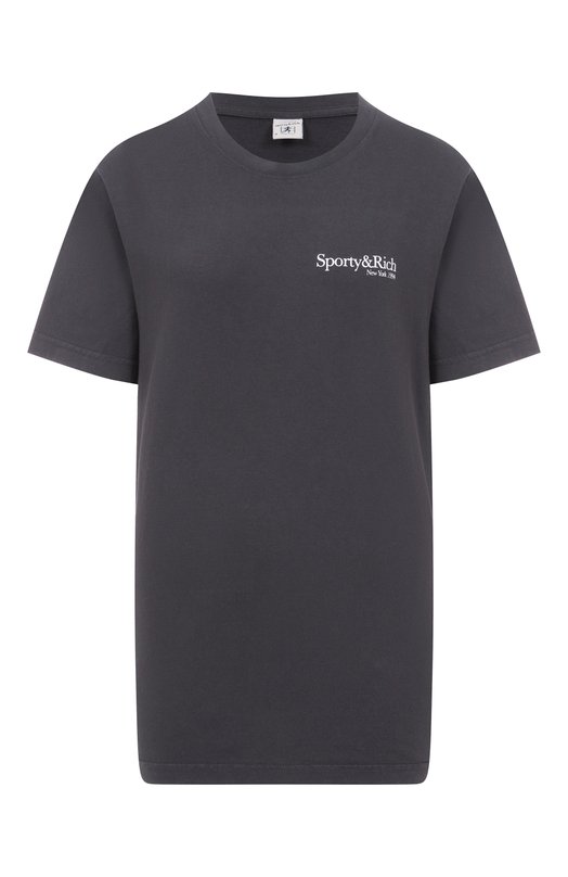 Хлопковая футболка Sporty and Rich T0043622016BA02 Серый T0043622016BA02