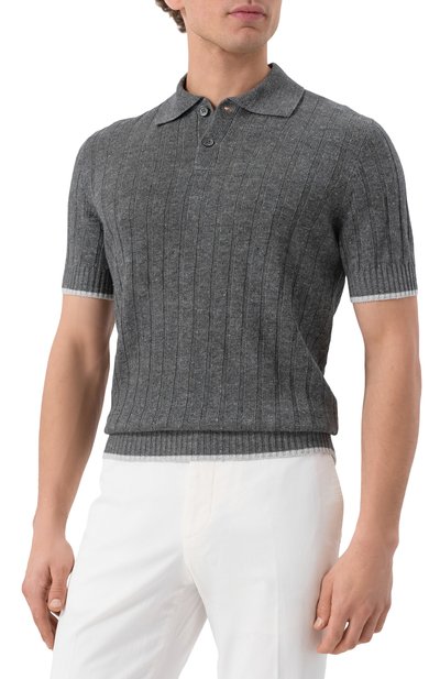 Поло изо льна и хлопка BRUNELLO CUCINELLI, арт. M2L707605, фото 3