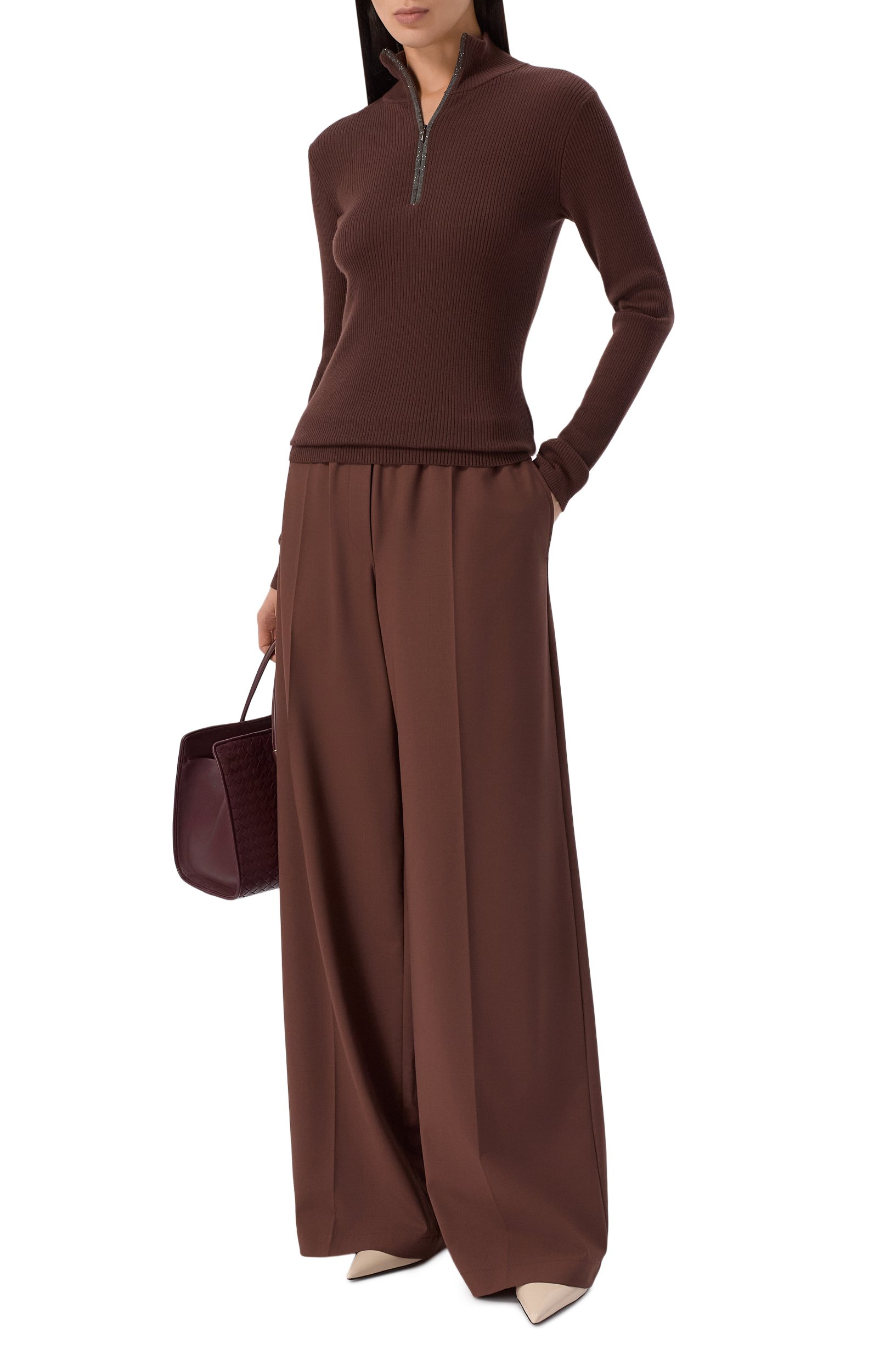 Шерстяные брюки BRUNELLO CUCINELLI коричневого цвета по цене 157500 руб., арт. M0W07P9002, фото 2 Шерстяные брюки BRUNELLO CUCINELLI, арт. M0W07P9002, фото 2