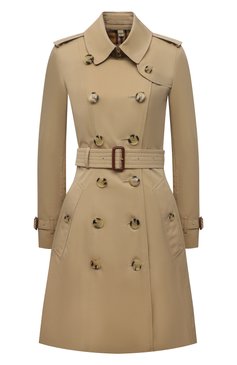 Женский хлопковый тренч chelsea BURBERRY бежевого цвета, арт. 8045776 | Фото 1 (Рукава: Длинные; Материал подклада: Хлопок; Длина (верхняя одежда): До середины бедра; Материал внешний: Хлопок; Стили: Кэжуэл; Материал сплава: Проставлено; Драгоценные камни: Проставлено; Кросс-КТ: Куртка)