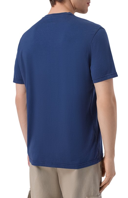 Футболка из шелка и хлопка Kiton UMK0874 Синий  UMK0874 Фото 4