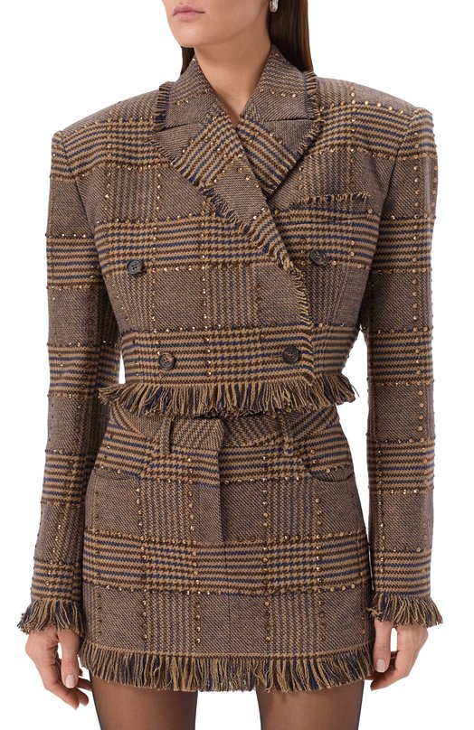 Жакет с отделкой стразами Giuseppe di Morabito 05FWJA111C 05307 Коричневый  05FWJA111C 05307 Фото 3