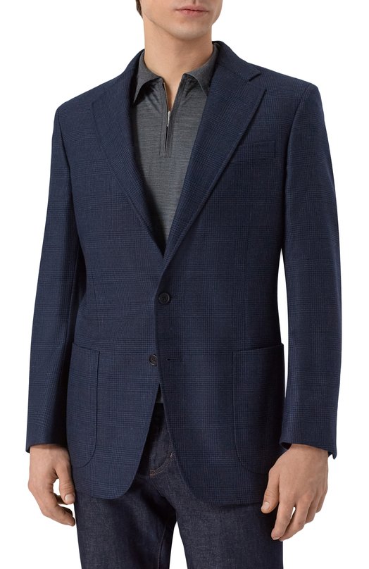 Шерстяной пиджак Zilli P2T00AM020051089Q Синий  P2T00AM020051089Q Фото 4