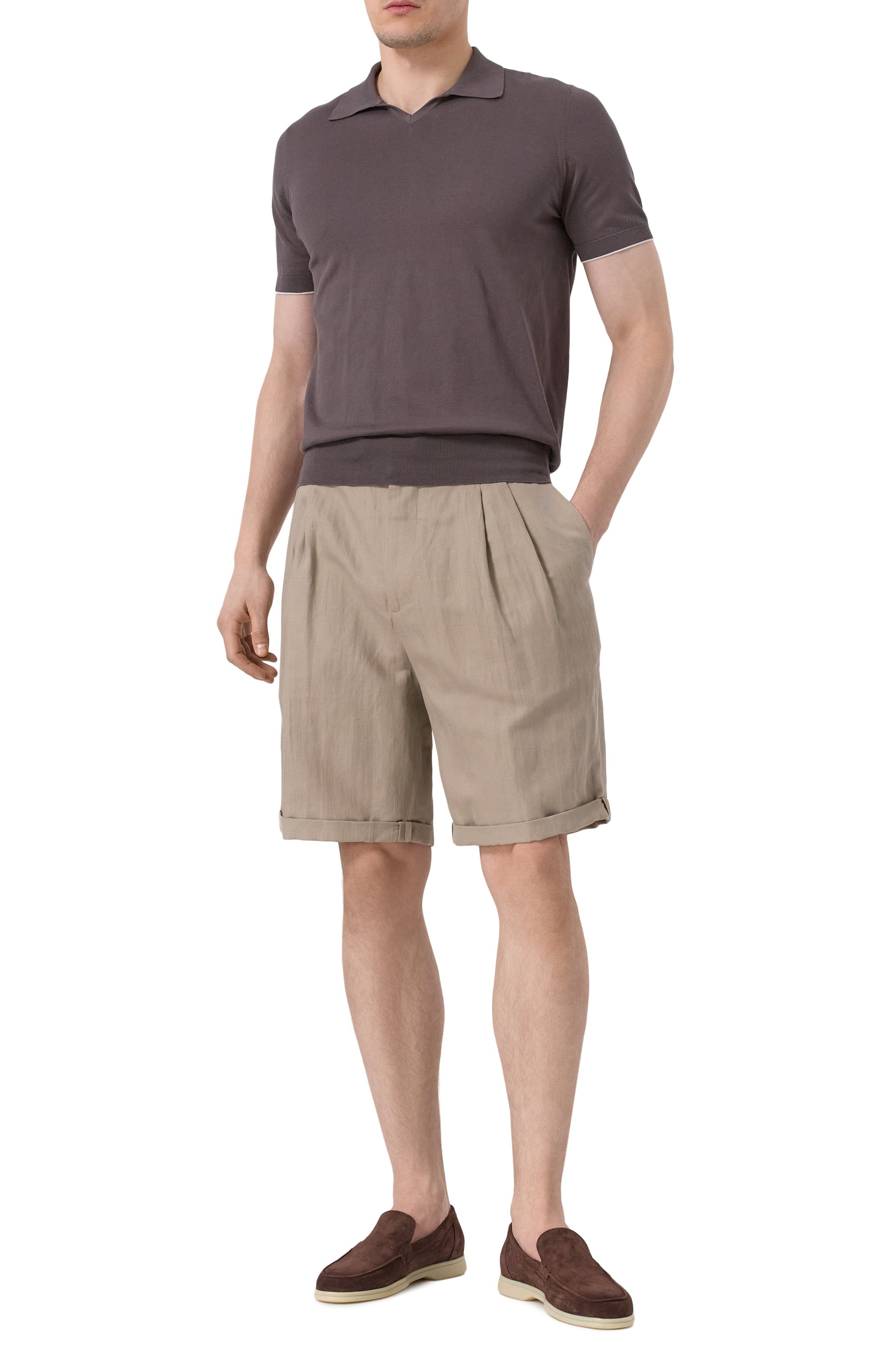 Шорты изо льна и хлопка BRUNELLO CUCINELLI, арт. MH255U0020, фото 2