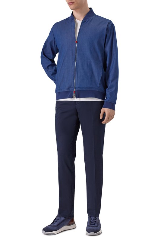 Хлопковые брюки Brunello Cucinelli M289LB1770 Синий  M289LB1770 Фото 2