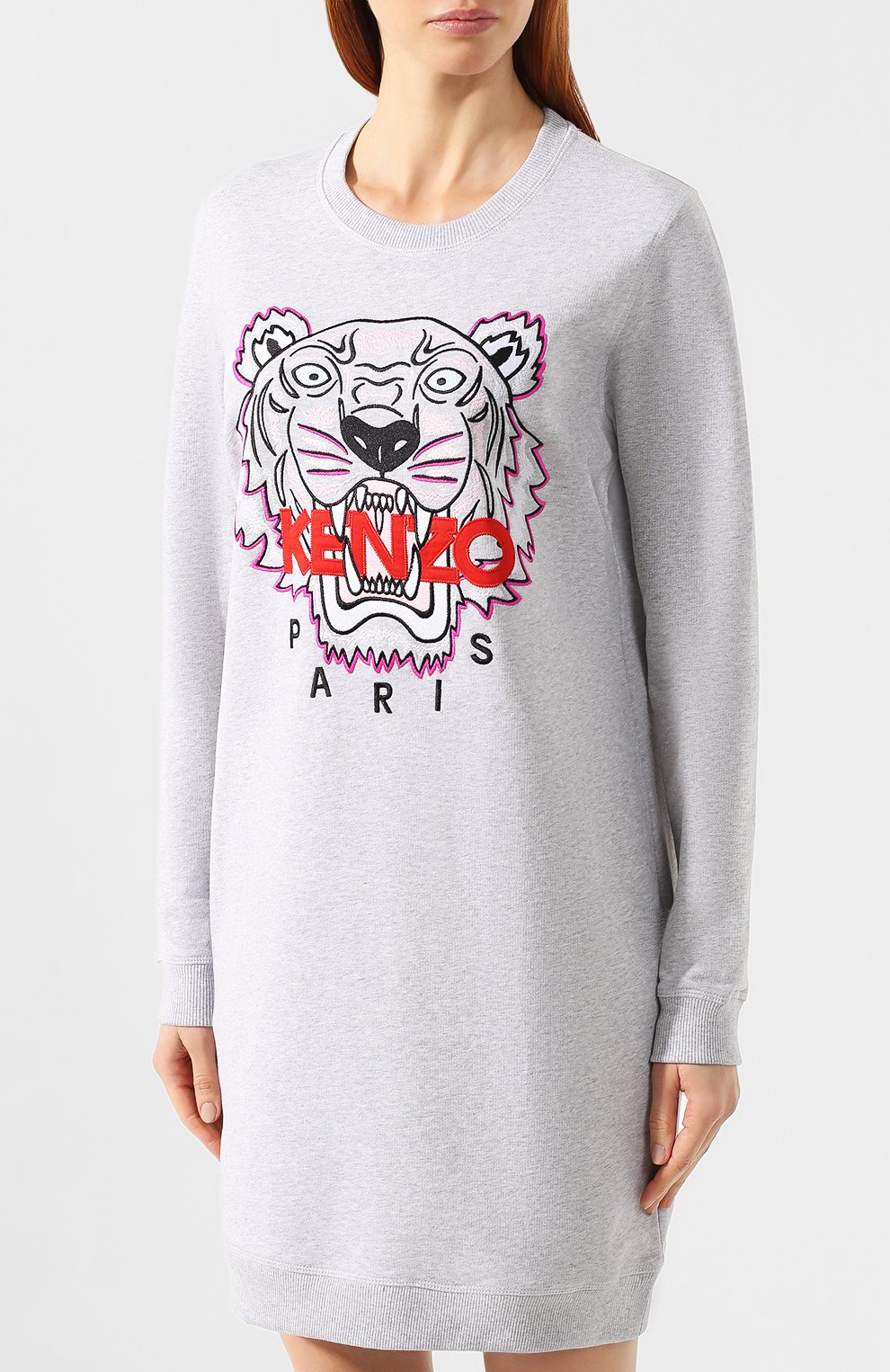 Хлопковое платье KENZO серого цвета по цене 31500 руб., арт. 2R08354XA, фото 3 Хлопковое платье KENZO, арт. 2R08354XA, фото 3