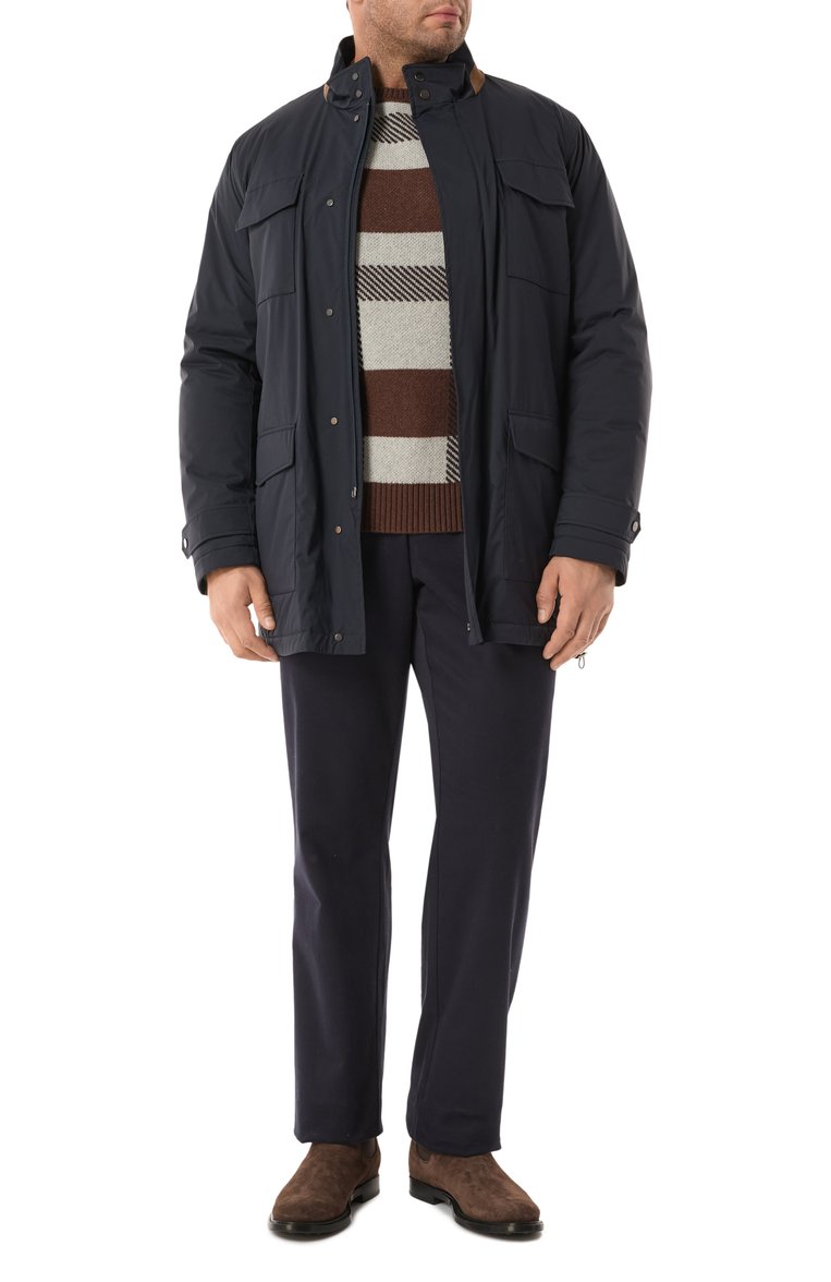Мужской кашемировый джемпер KITON коричневого цвета, арт. UMK043303_4XL-7XL | Фото 2 (Рукава: Длинные; Длина (для топов): Стандартные; Материал внешний: Кашемир, Шерсть; Вырез: Круглый; Стили: Кэжуэл; Принт: С принтом; Мужское Кросс-КТ: Джемперы; Автоматизация состава: Проставлено; Детали: Без декора; Автоматизация ТО: Проставлено)