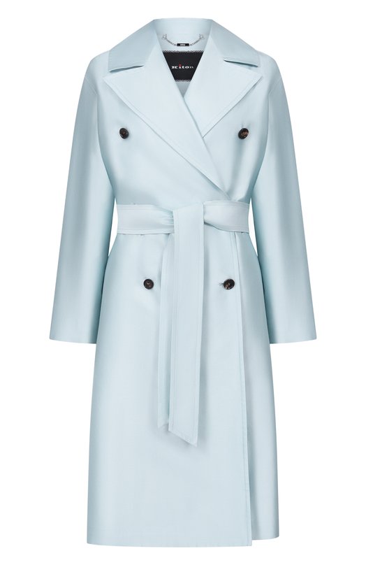 Тренч из хлопка и шелка Kiton D61615K09R1921 Голубой D61615K09R1921