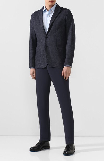 Кожаные дерби BOSS темно-синего цвета по цене 39800 руб., арт. 50428484, фото 2 Кожаные дерби BOSS, арт. 50428484, фото 2