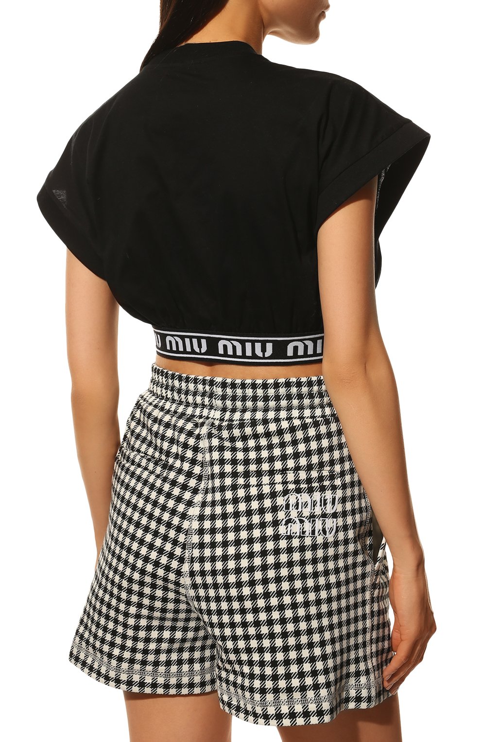Хлопковый топ MIU MIU черного цвета по цене 58000 руб., арт. MJT632-1YIA-F0002, фото 4 Хлопковый топ MIU MIU, арт. MJT632-1YIA-F0002, фото 4