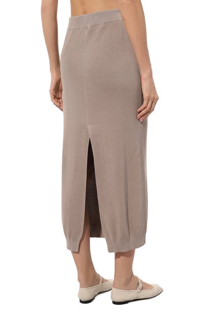 Хлопковая юбка BRUNELLO CUCINELLI темно-бежевого цвета по цене 131500 руб., арт. M1919B1307, фото 4 Хлопковая юбка BRUNELLO CUCINELLI, арт. M1919B1307, фото 4