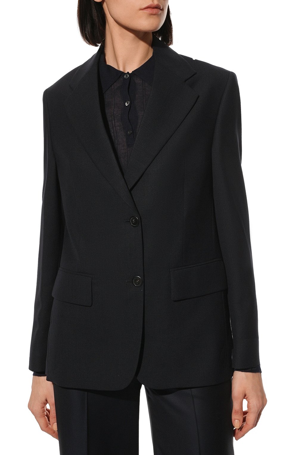 Шерстяной жакет PRADA темно-синего цвета по цене 320000 руб., арт. P563MY-10V2-F0008-221, фото 3 Шерстяной жакет PRADA, арт. P563MY-10V2-F0008-221, фото 3