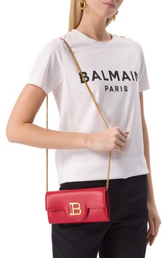 Женская сумка b-buzz BALMAIN красного цвета, арт. DN10N197/LAVE | Фото 2 (Материал сплава: Проставлено; Драгоценные камни: Проставлено; Материал: Натуральная кожа; Размер: mini)