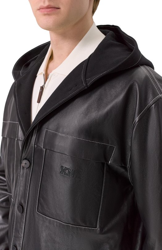 Кожаная куртка-рубашка Kiton UGK120MK0280H01 Чёрный  UGK120MK0280H01 Фото 5