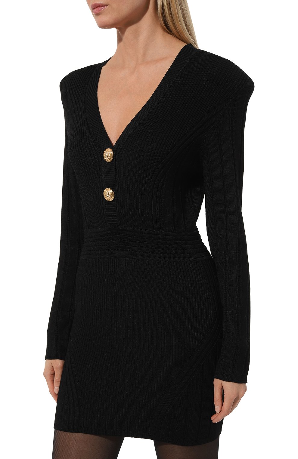 Платье из вискозы BALMAIN черного цвета по цене 213000 руб., арт. YF0R8062KB39, фото 3 Платье из вискозы BALMAIN, арт. YF0R8062KB39, фото 3
