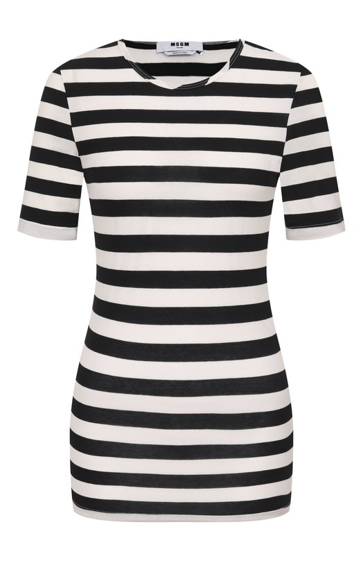 Хлопковая футболка MSGM 4042MDM82 267301/267301 Чёрно-белый 4042MDM82 267301/267301