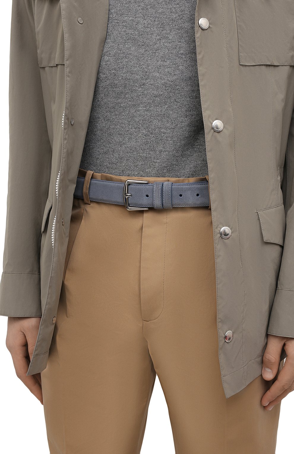 Замшевый ремень LORO PIANA светло-голубого цвета по цене 49650 руб., арт. FAA1544, фото 2 Замшевый ремень LORO PIANA, арт. FAA1544, фото 2