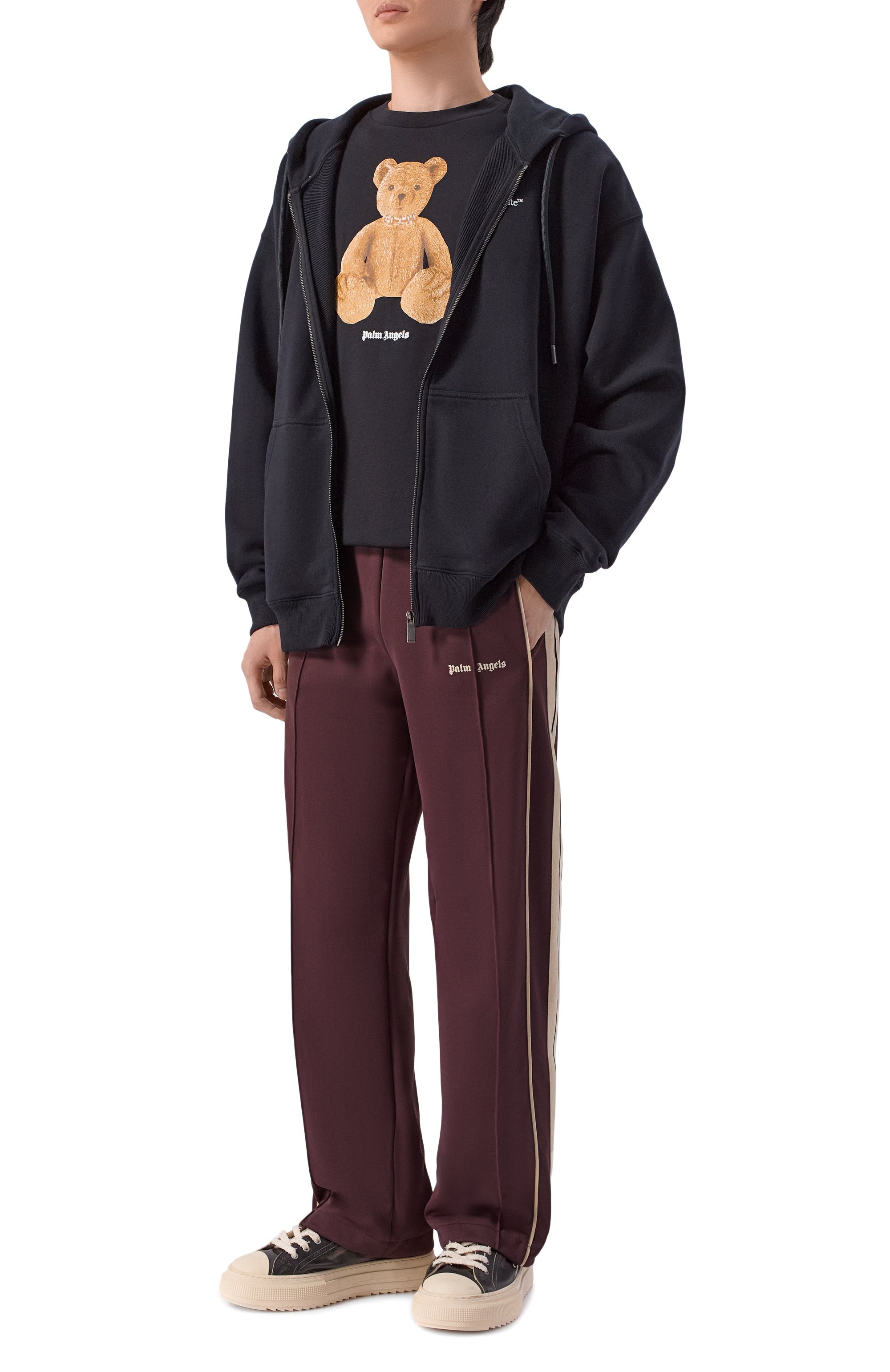 Брюки PALM ANGELS темно-коричневого цвета по цене 44700 руб., арт. PMCJ04JS26FAB001, фото 2 Брюки PALM ANGELS, арт. PMCJ04JS26FAB001, фото 2