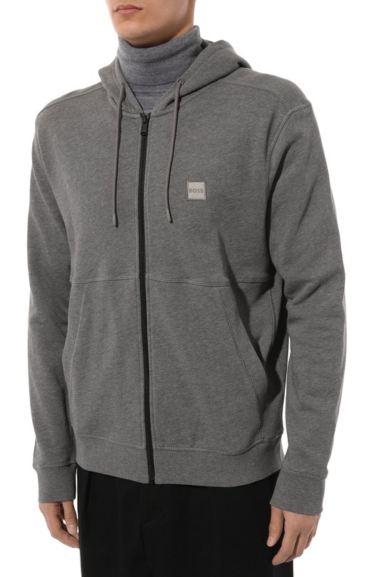 Хлопковая толстовка BOSS Orange Серый, фото 3