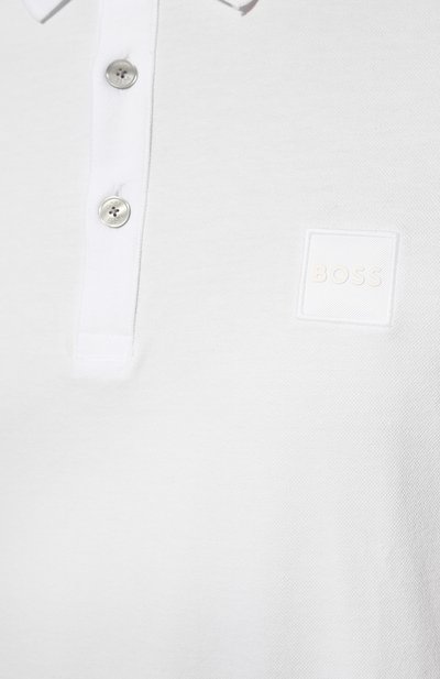 Хлопковое поло BOSS белого цвета по цене 10500 руб., арт. 50472668, фото 5 Хлопковое поло BOSS, арт. 50472668, фото 5