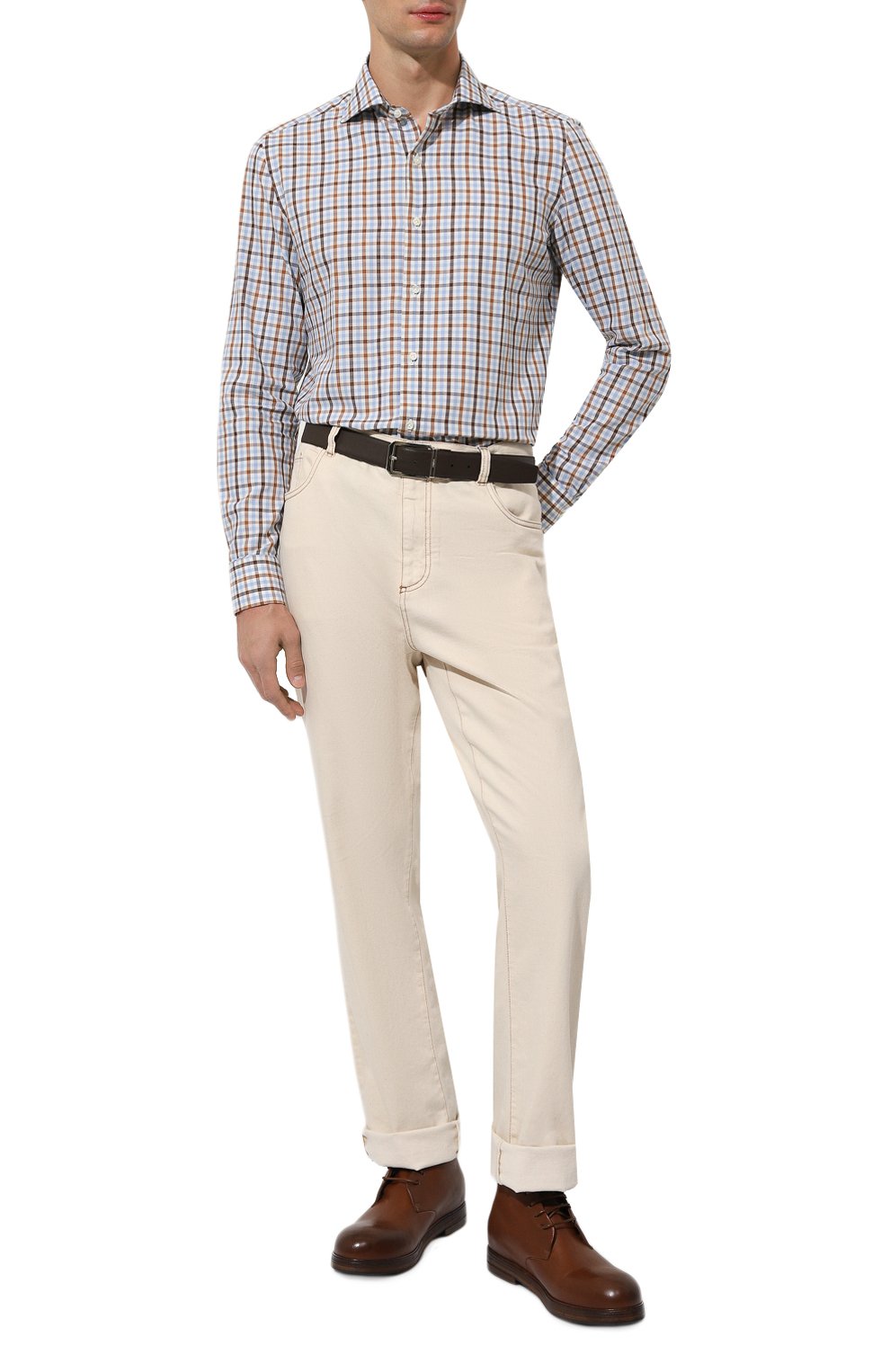 Хлопковая рубашка LUIGI BORRELLI коричневого цвета по цене 45300 руб., арт. SR3711, фото 2 Хлопковая рубашка LUIGI BORRELLI, арт. SR3711, фото 2