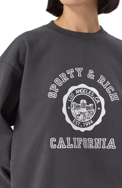 Хлопковый свитшот SPORTY AND RICH темно-серого цвета по цене 23300 руб., арт. ST071622508BA02, фото 5 Хлопковый свитшот SPORTY AND RICH, арт. ST071622508BA02, фото 5