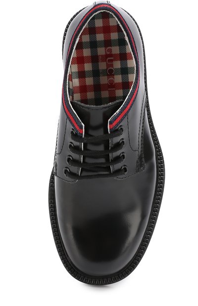 Кожаные дерби с текстильной отделкой GUCCI, арт. 477514/D7310, фото 4